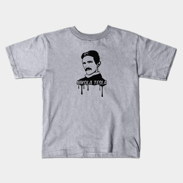 Nikola Tesla Kids T-Shirt by badbugs